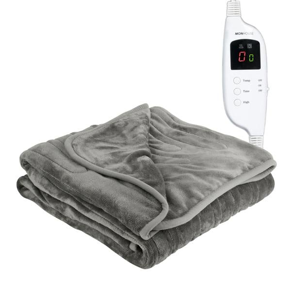 MONHOUSE Heated Electric Throw 9H Timer 9 Heat Setting Fleece Blanket