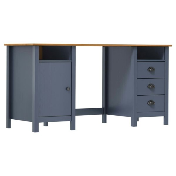 Berkfield Desk Hill Grey 150x50x74 cm Solid Pine Wood