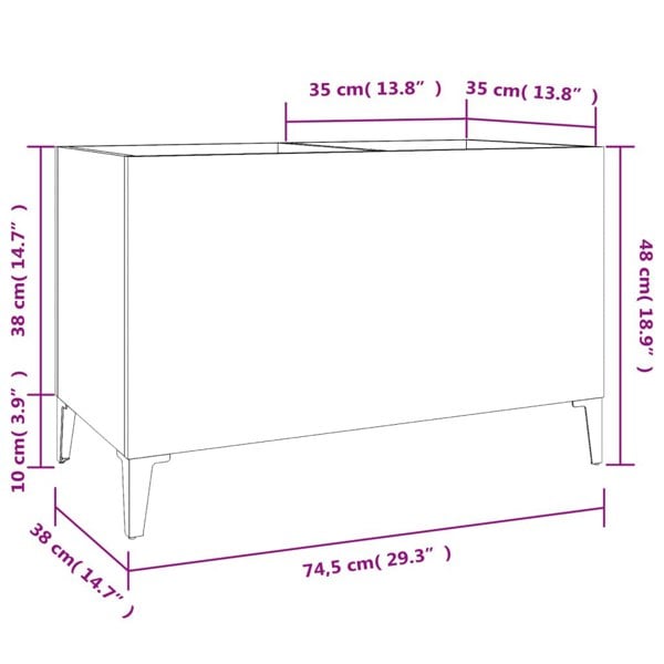 Berkfield Record Cabinet Grey Sonoma 74.5x38x48 cm Engineered Wood
