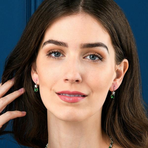 namana 925 Sterling Silver Leverback Green Oval Drop Earrings
