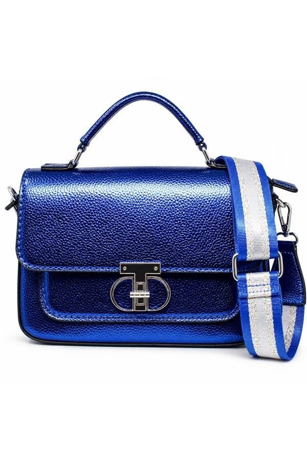 Kitise Metallic Crossbody Bag with Adjustable Wide Strap Turn Lock