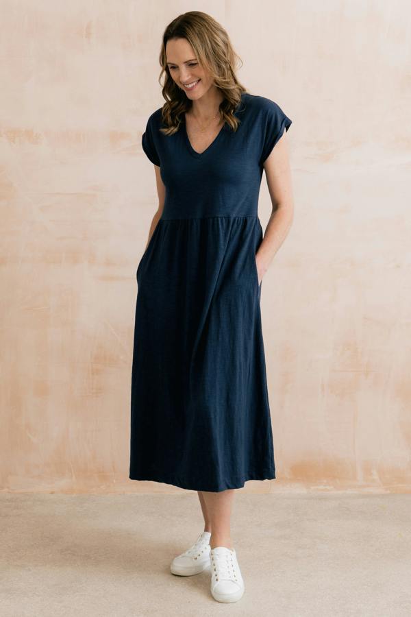 Lily & Me Shine Organic Cotton Jersey Dress Navy