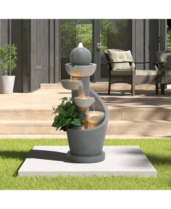 Spiral Springs Cascading 5 Tier Water Feature with LED Lighting - Mains Powered