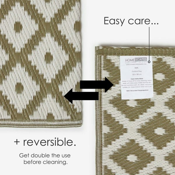 HOMESCAPES Outdoor Rug Luxury Waterproof Reversible Recycled, For Garden, May Geometric