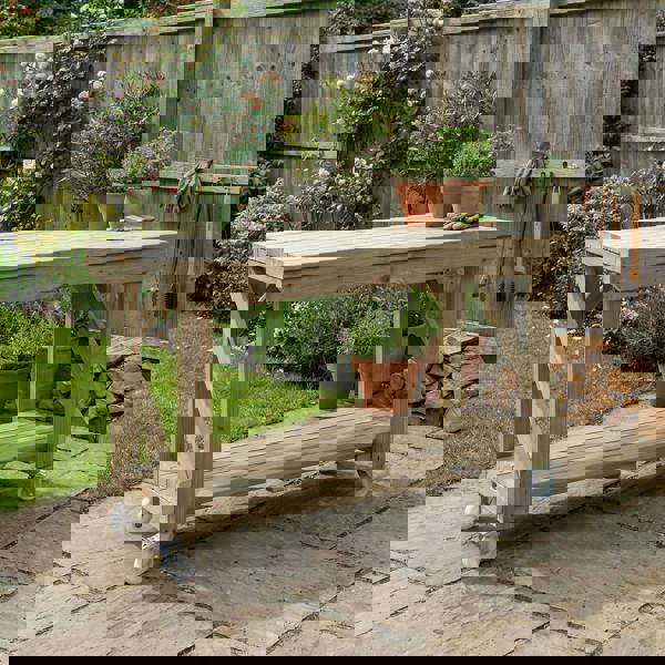 Arbor Garden Solutions Indoor/outdoor workbench, pressure treated bench with wheels