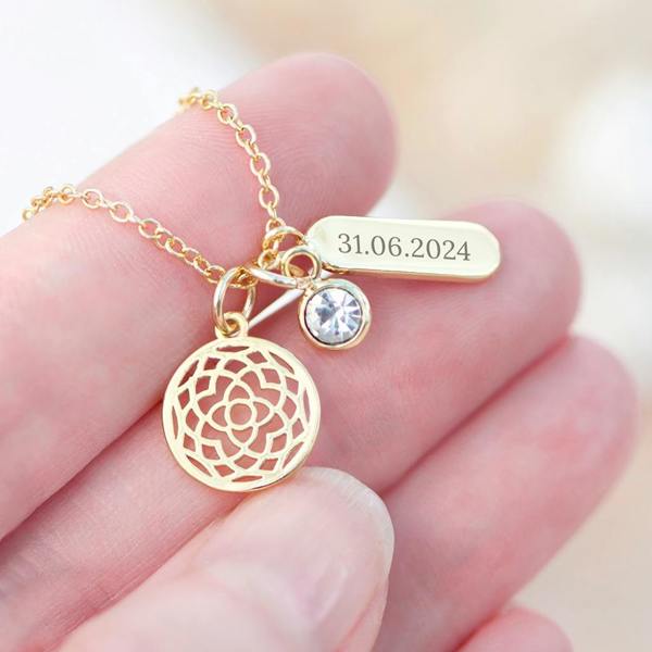 Personalised Mandala Charms Necklace - alternative angle