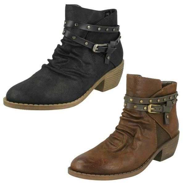 Down to Earth Ladies Down To Earth Rouched Ankle Boots F50948