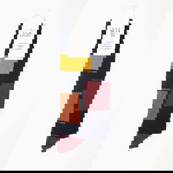 Jemsox Block Pattern Organic Cotton Mens Socks | Comfort Top & Breathable Fit