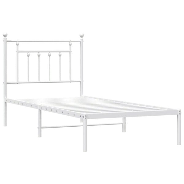 Berkfield Metal Bed Frame with Headboard White 90x190 cm