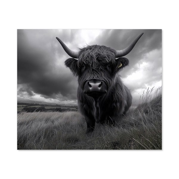 Warren Reed - Designer Black And White Highland Cow Kitchen Splashback