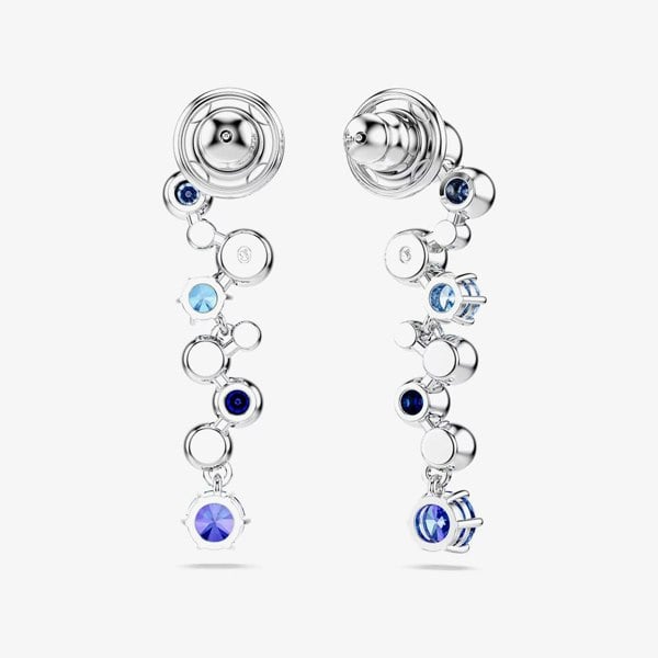 Swarovski Constella Rhodium Plated Blue & White Crystal Drop Earrings 5732775