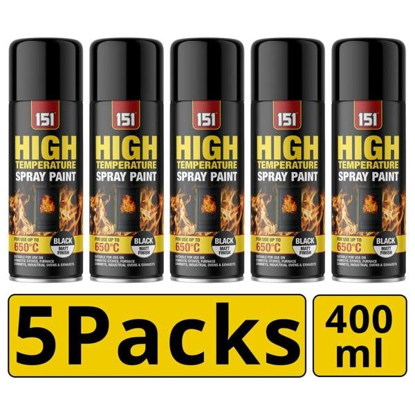151 5X 151 Matt Black High Temp Spray Paint 400ml