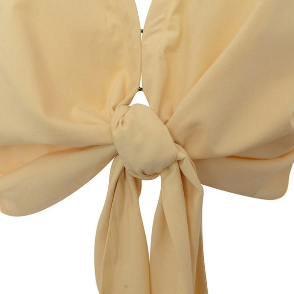 Abercrombie & Fitch Women's Yellow Tie Front Poplin Crop Top