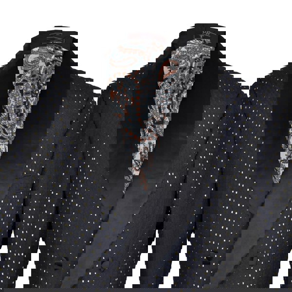 David WeJ Alfredo Double Breasted Shawl Lapel Dotted Jacquard Tuxedo - Navy