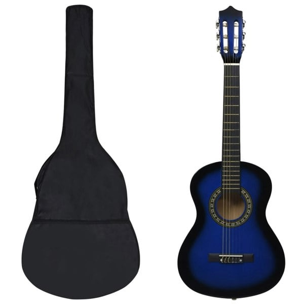 Berkfield 8 Piece Classical Guitar Beginner Set Blue 1/2 34"