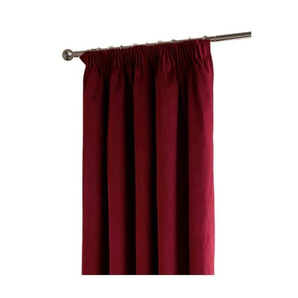 Furn Ultimate Velvet Pencil Pleat Curtains - Burgundy - 