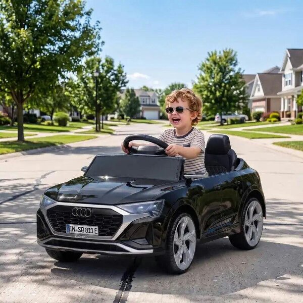 Audi Q8 etron Sportback Licensed Ride on Car with Remote Control, Four-Wheel Suspension, Soft Start for Ages 3-4, Black - Black