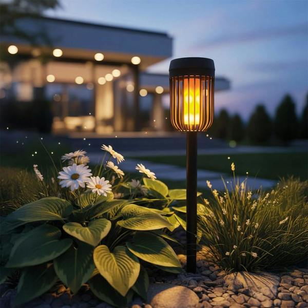 Milagro Flame Solar Lamp 1800K Ip44 Black