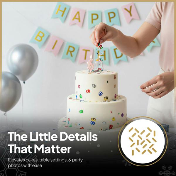 60th Birthday Multicolour Metallic Confetti Set for Party Tables and Milestone Celebrations image 2
