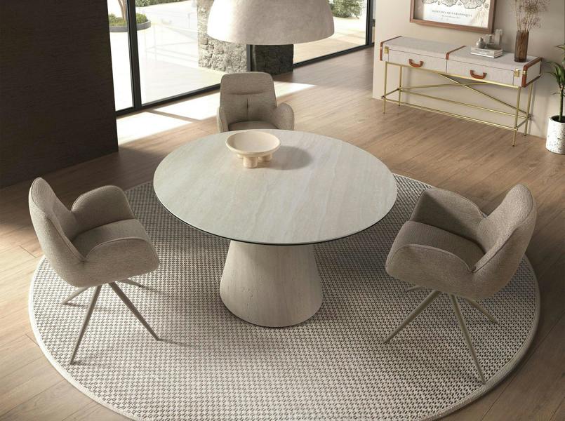 Angel Cerdá Swivel Chair in Beige Fabric 4200
