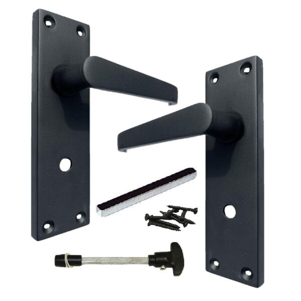 EDH Door Hardware Victorian Straight Matt Black Bathroom Interior Door Handles+Bathroom SASH Lock1