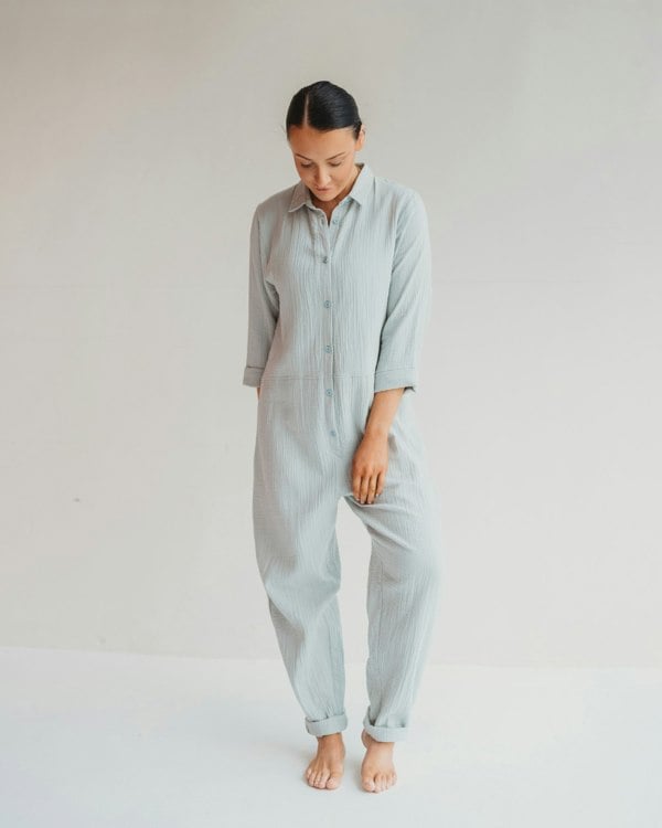 Shana Sky Blue Collared Jumpsuit- image 2