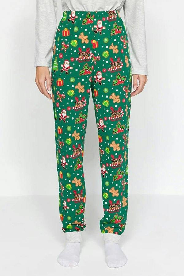 WOVCOR 2-Piece 100% Cotton Christmas Themed Knit Pajama Set