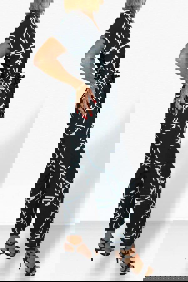 Paulo Due Women's Black Print Belted Wrap Jumpsuit