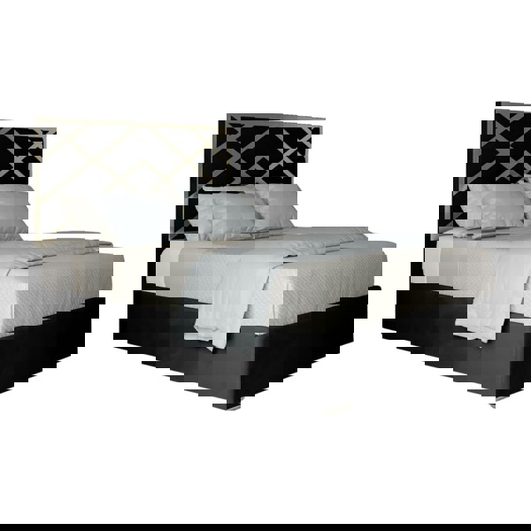 Casa Magna Mayfair Upholstered Soft Velvet Metal Bed Frame - Black