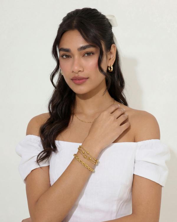 Elk & Bloom Triple Satellite Chain 14K Gold Link Bracelet