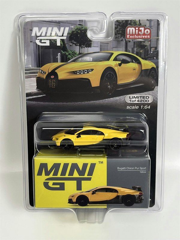 Mini GT Bugatti Chiron Our Sport Yellow LHD 1:64 Scale Mini GT MGT00428MJ