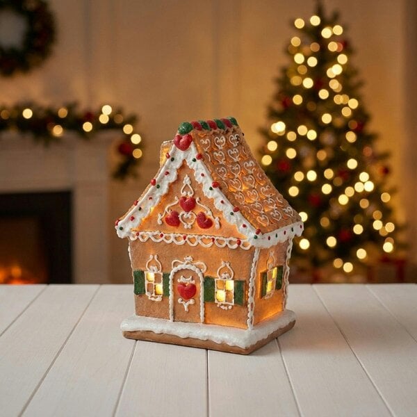 Garden Greatness Light-Up Decorated Gingerbread House Ornament