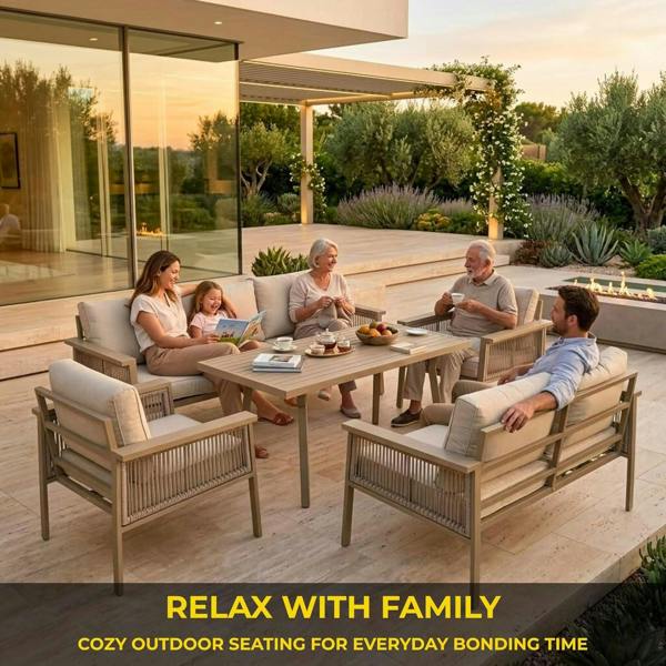 Shatchi Luxury Outdoor Aluminium Sofa Set - Modern Garden Furniture with Coffee Table