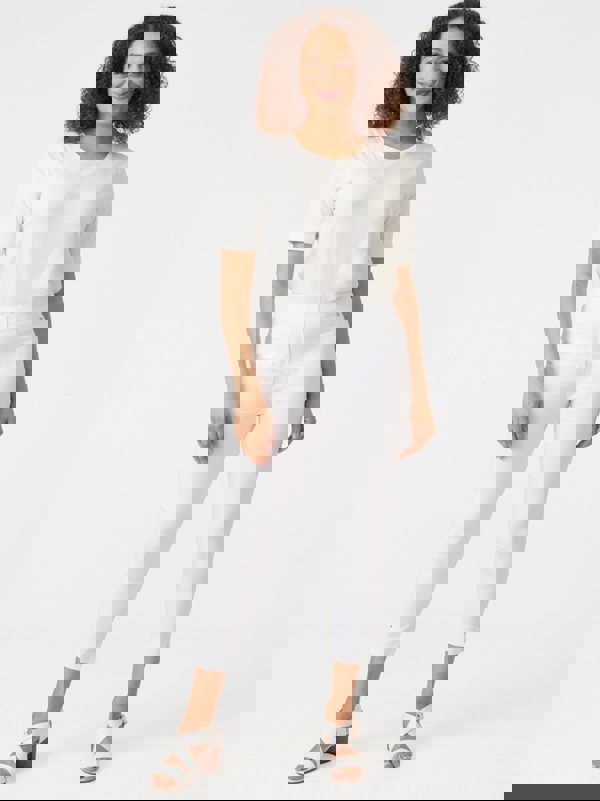 PennyPlain Cropped Bengaline Trousers - White