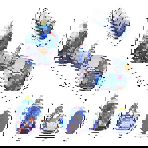 3 in 1 Aerospace Theme Play Tent with Play Tunnel and Ball Pit Play Tents Living and Home