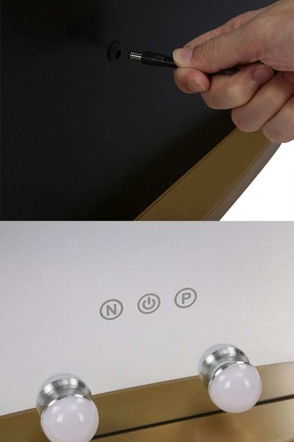 Living and Home Hollywood Vanity Mirror With 10X Magnifier Makeup Mirror Touch Adjustment 58*48CM