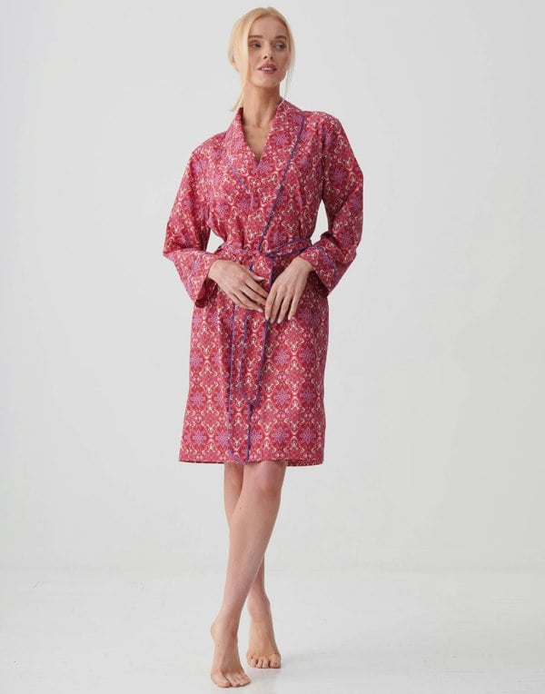 British Boxers Women's Crisp Cotton Mid-Length Dressing Gown – Byzantine Paisley