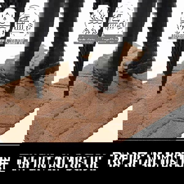 Anyhouz Anymat Doormat Brown Geometric Non Slip Dirt Resistant Mat For Kitchen And Bathroom