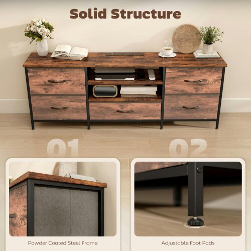 Wyld Haus Beladen 140cm Industrial Multi Storage TV Stand In Brown Grey And Black