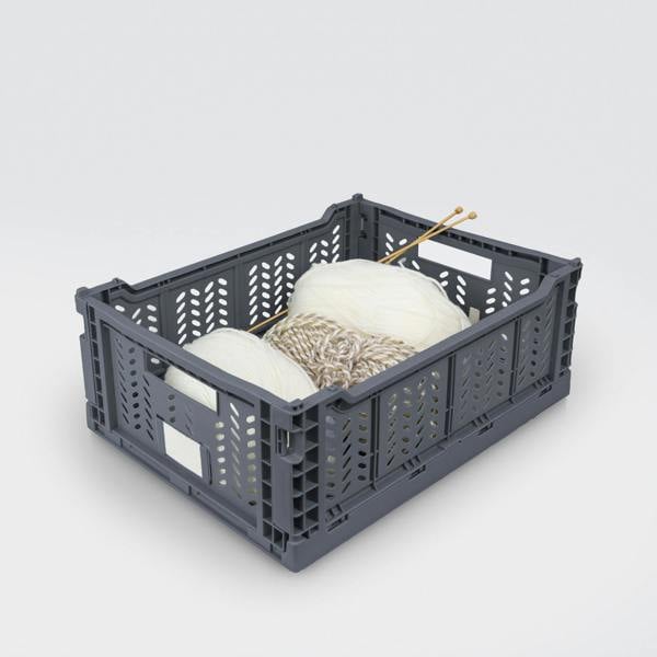 JVL STACKIT - Plastic Foldable Storage Crate - 14.5L - Grey