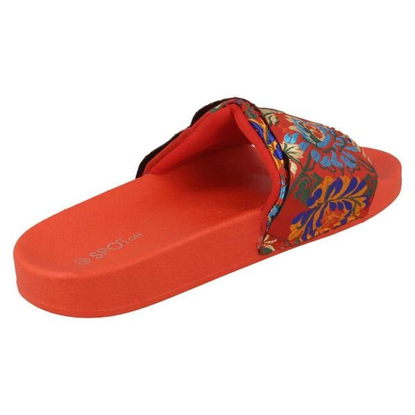Spot On Ladies Spot On Chinese Print Mule Sandals