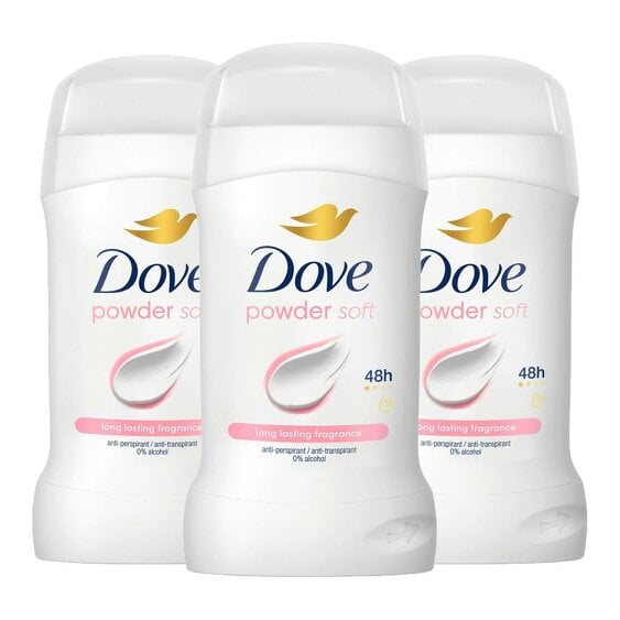 Dove Powder Soft Anti-Perspirant Deo Stick 50ml 3 Pack, 48H Sweat Protection