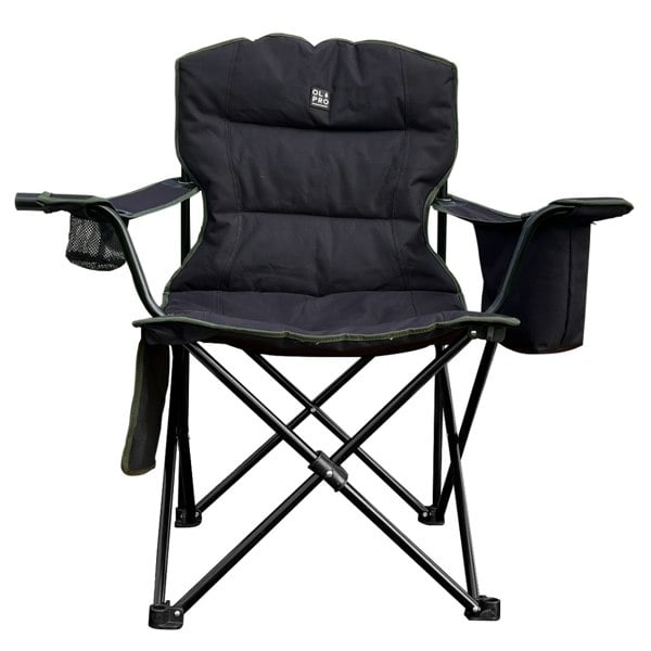 The Henwick Padded Folding Camp Chair - black & green from OLPRO on a white background.