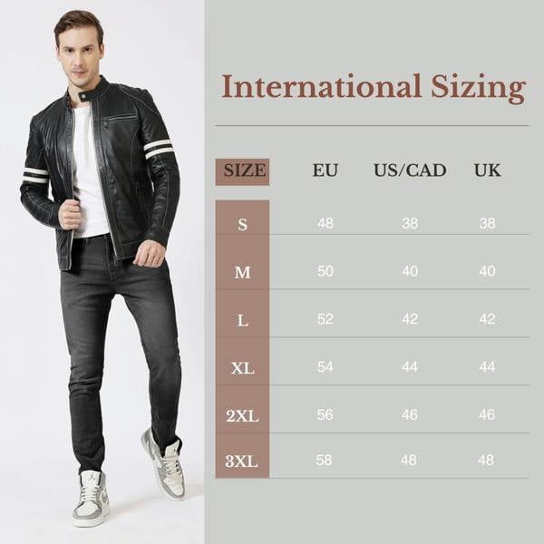 Men Leather Jacket International Sizing 2385-ROMAN