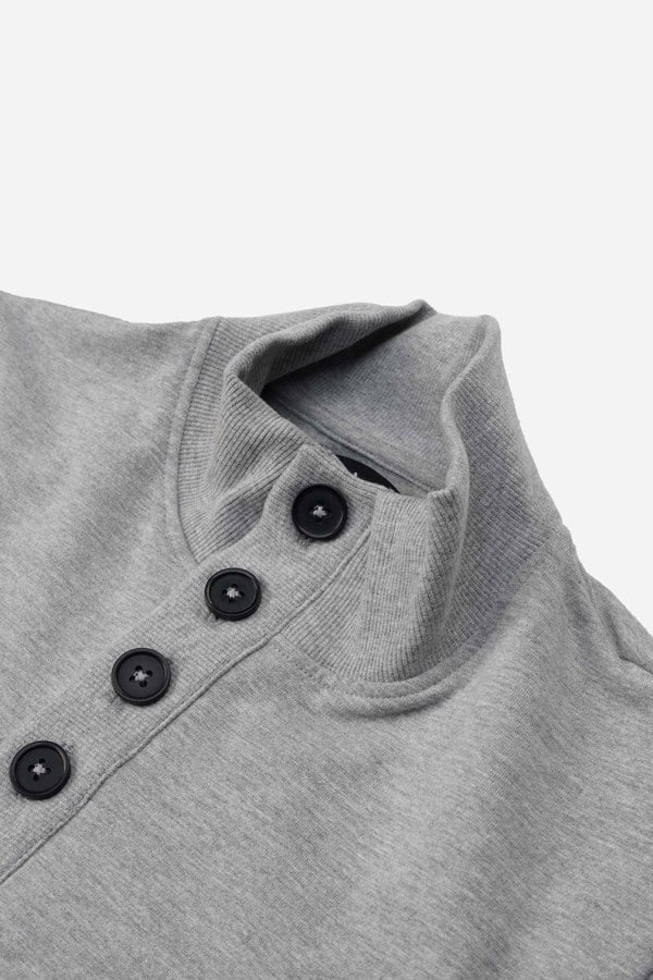 ENORSIA Button-Up Funnel Neck Sweatshirt