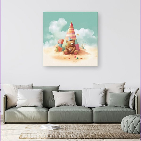 Warren Reed A Bear On A Beach Holiday Canvas