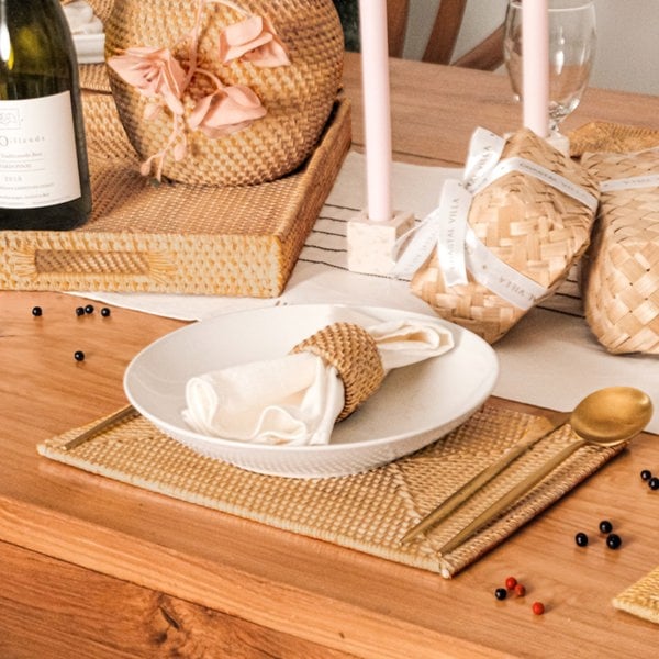 Coastal villa Homeware Rectangular Rattan Placemat