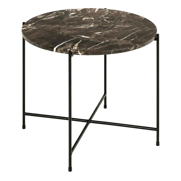Wyld Haus Verona Round Brown Marble Stone Side Table