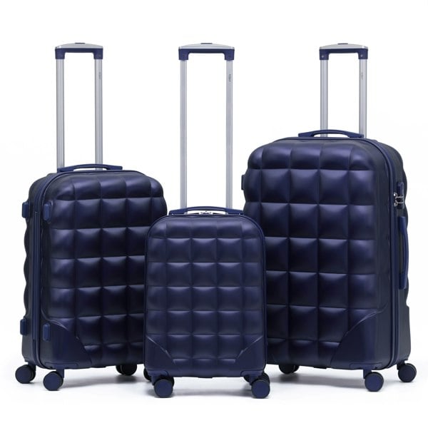 Flight Knight Set of 3 Hard Case Bubble Design Check-in Size Suitcases Hold Luggage