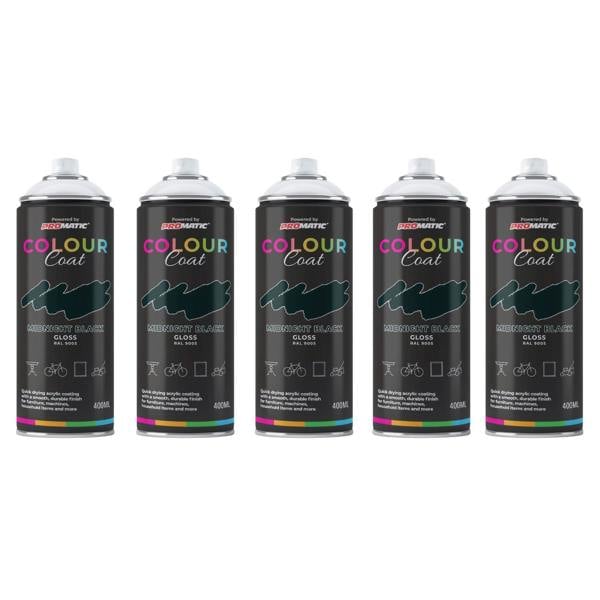 Colour Coat 5X Midnight Black RAL 9005 Gloss Spray Paint 400ml